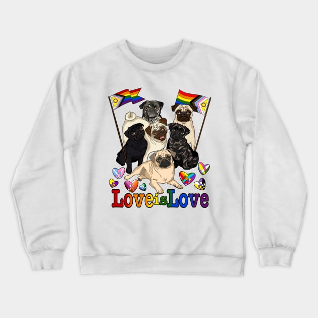 Pugs for Pride Crewneck Sweatshirt by FivePugs